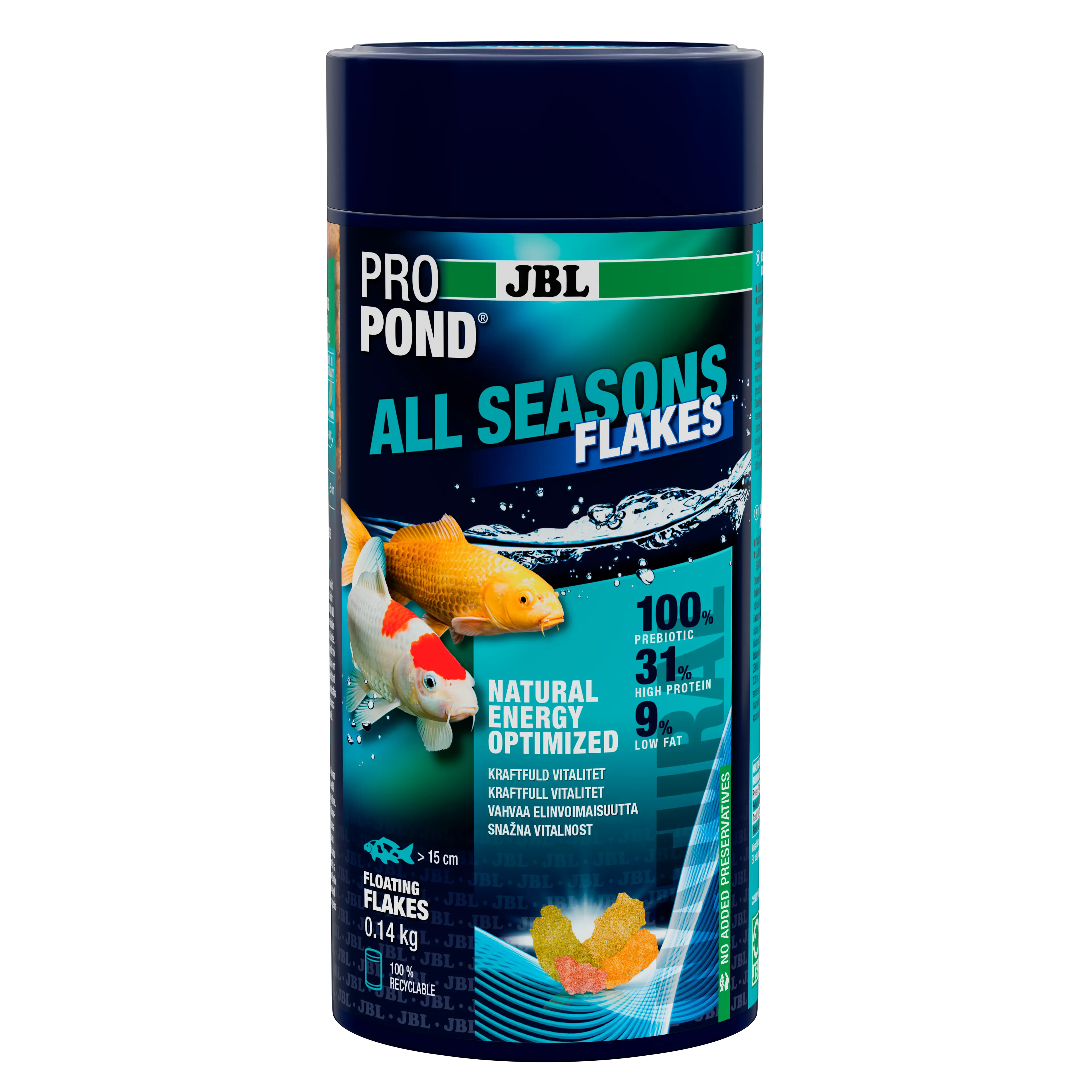 Provides a balanced feed mix for healthy pond fish in all seasons (at water temperatures of 10–25 °C).