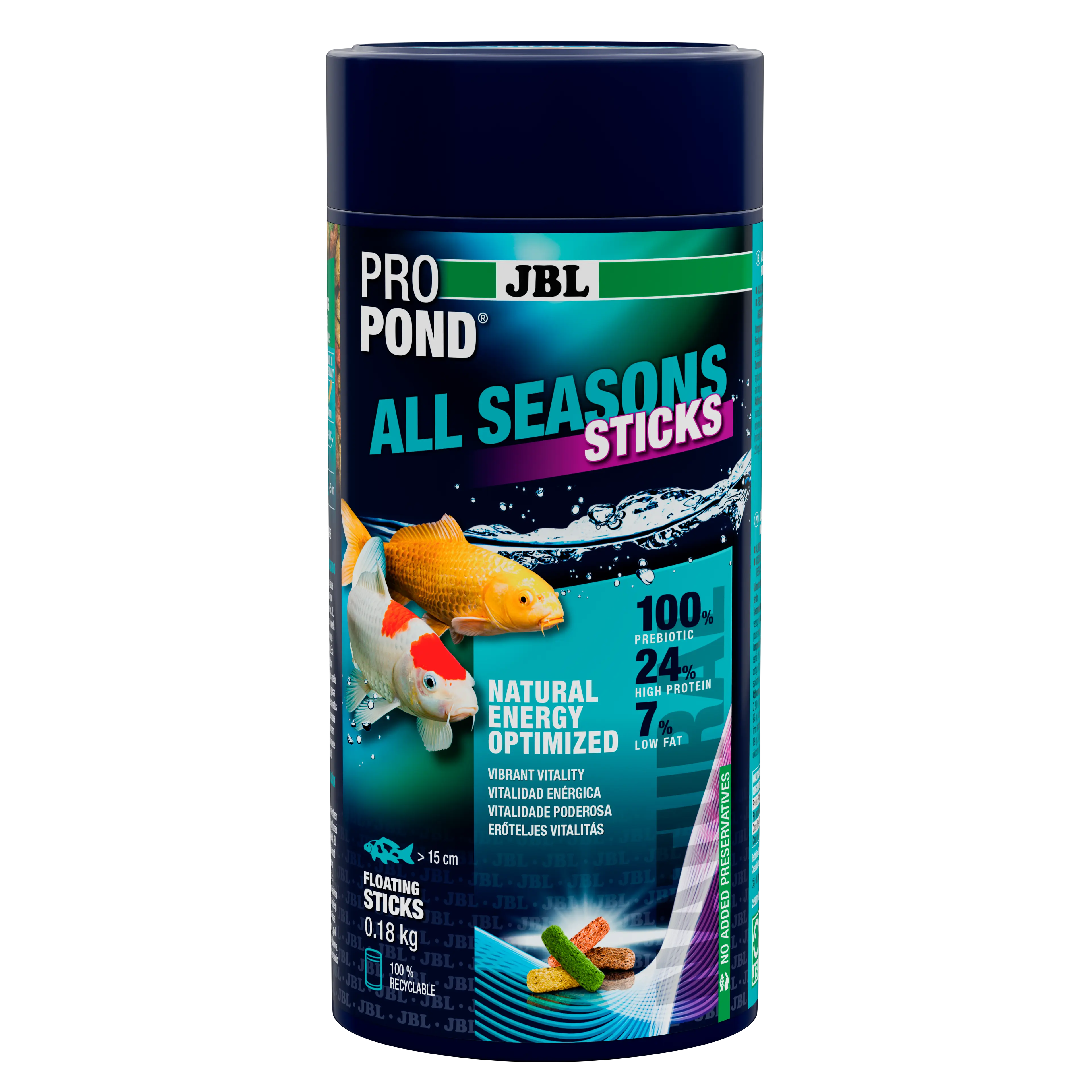 Provides a balanced feed mix for healthy pond fish in all seasons (at water temperatures of 10–25 °C).
