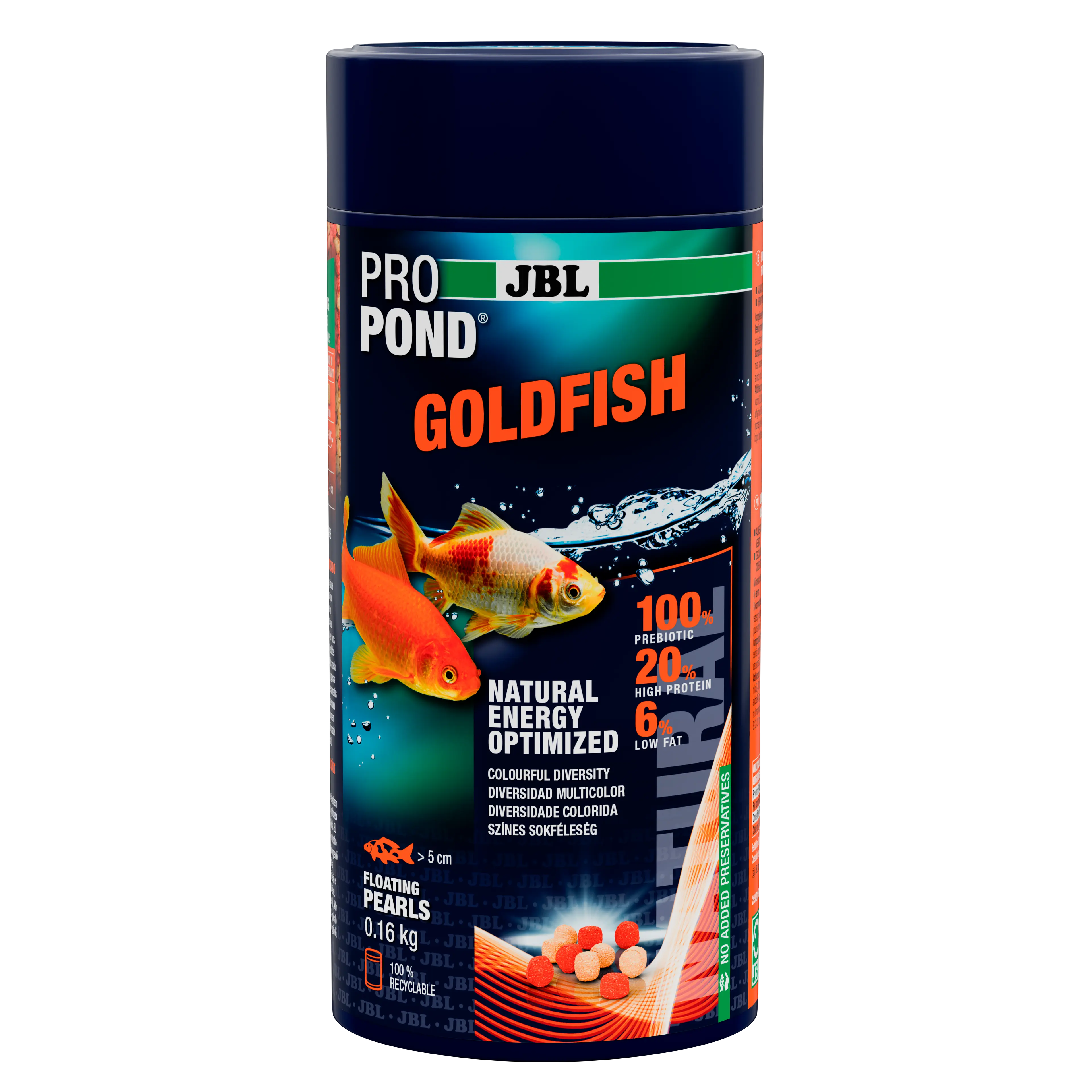 Alimentación equilibrada para peces dorados sanos y con colores vivos (a una temperatura del agua de entre 10 y 30 °C).