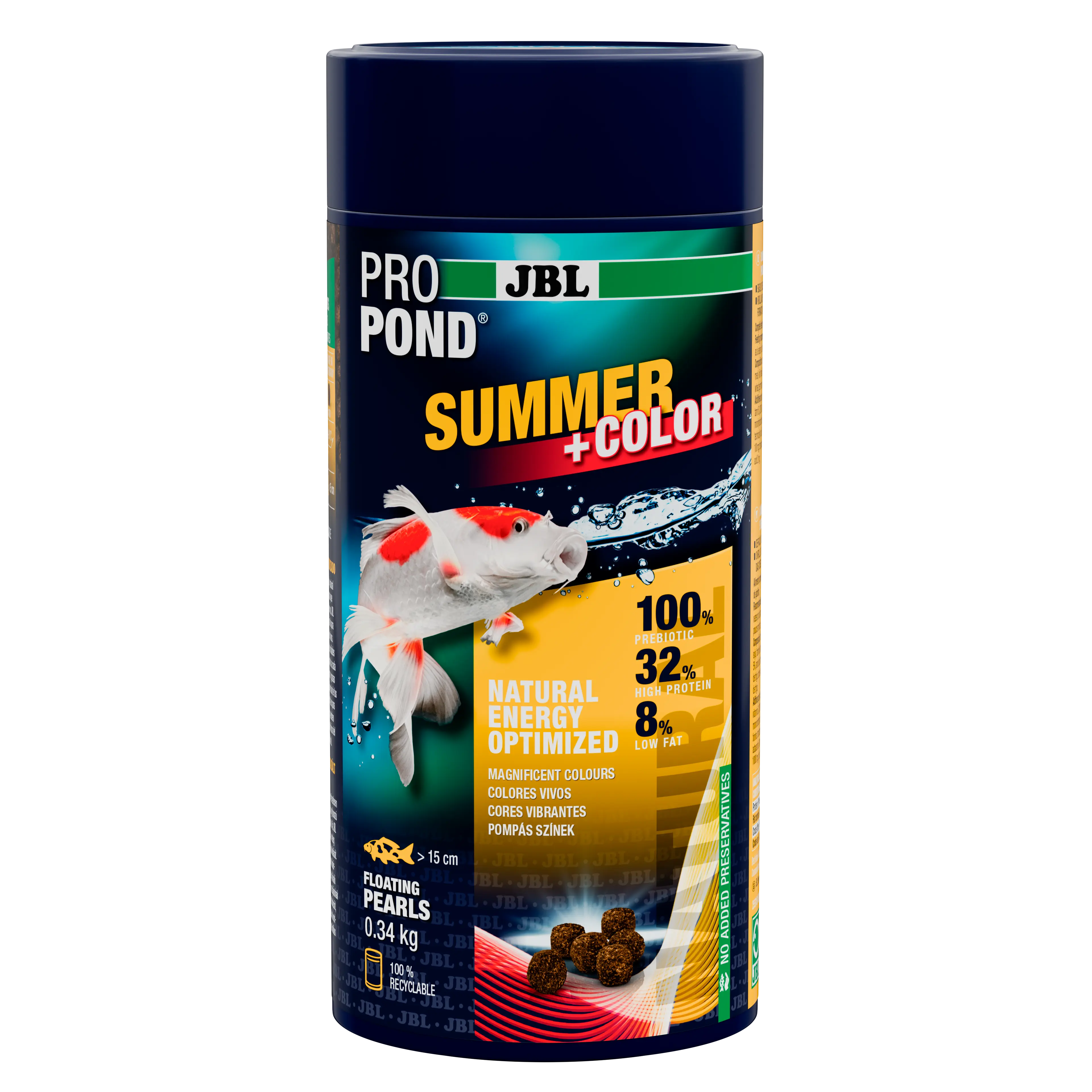 Easily digestible summer food for high water temperatures (between 20 and 30 °C) Promotes brilliant colours