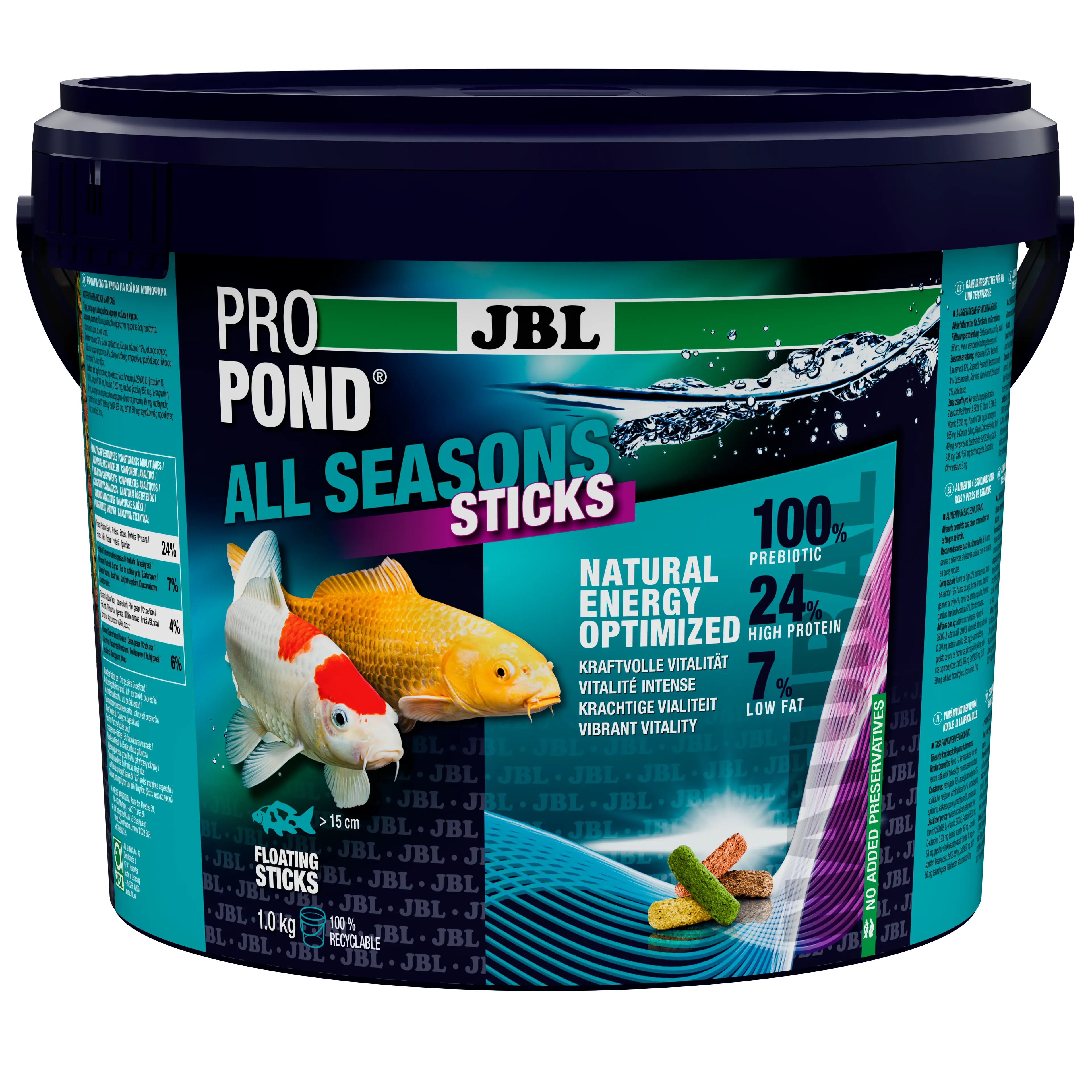 Provides a balanced feed mix for healthy pond fish in all seasons (at water temperatures of 10–25 °C).