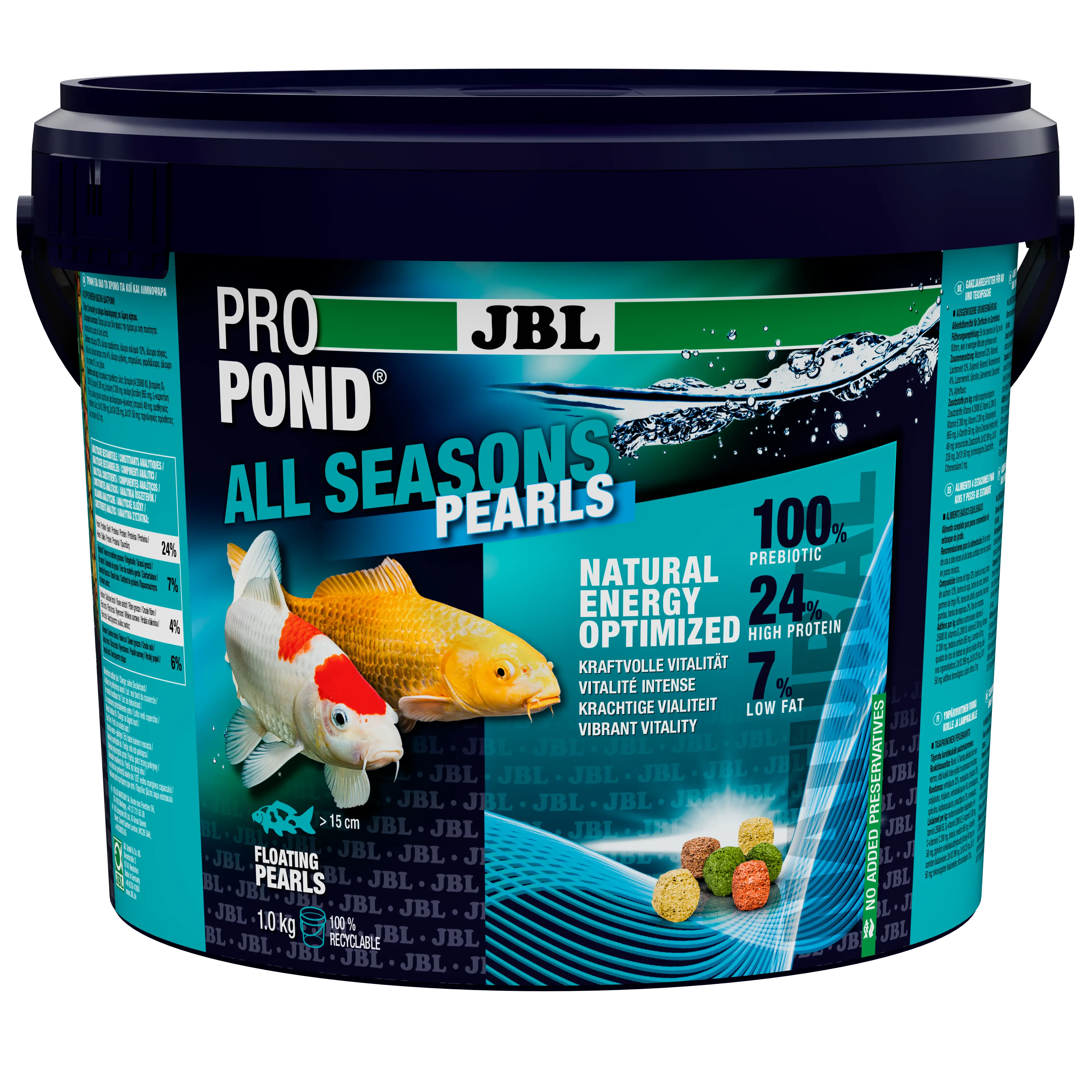 Provides a balanced feed mix for healthy pond fish in all seasons (at water temperatures of 10–25 °C).