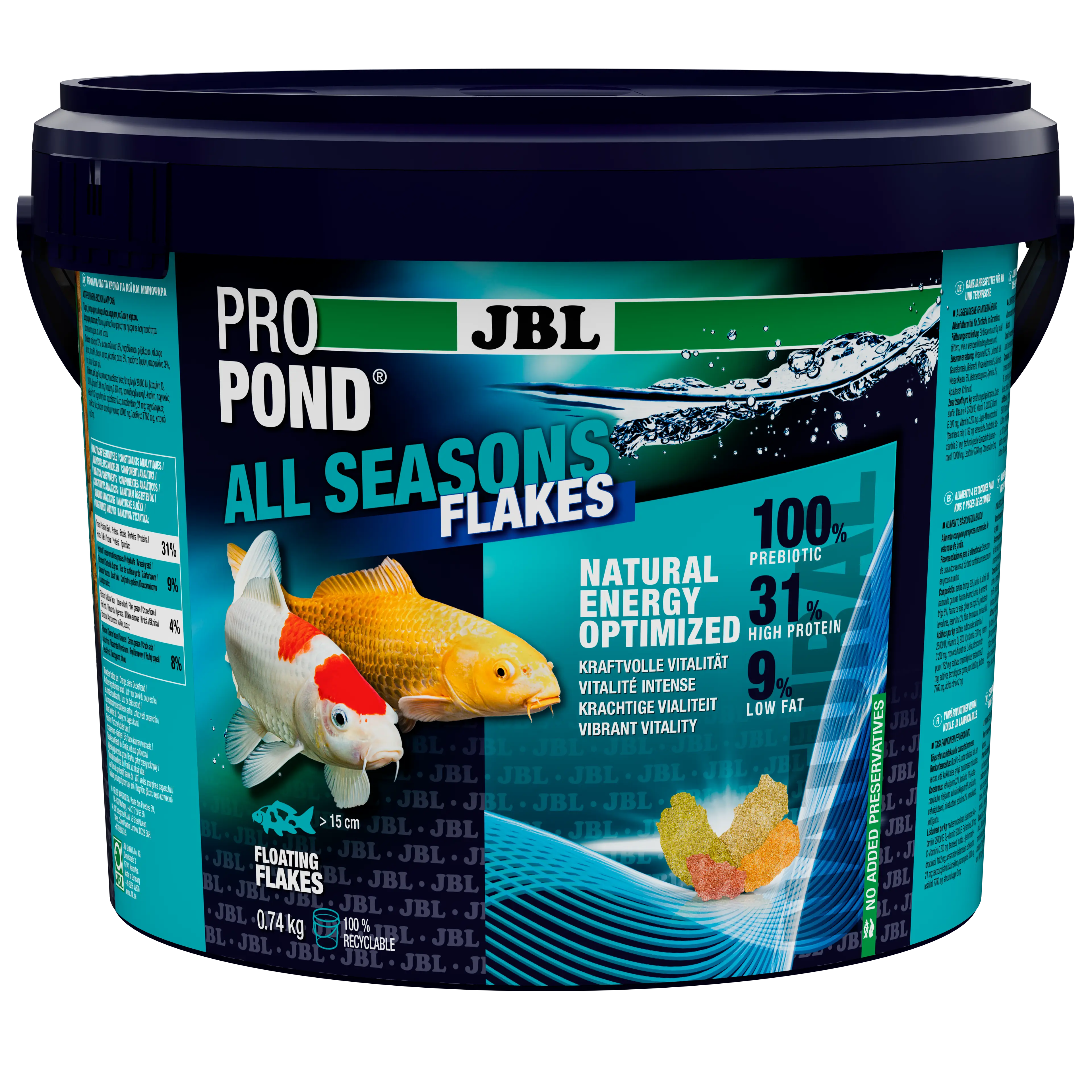 Provides a balanced feed mix for healthy pond fish in all seasons (at water temperatures of 10–25 °C).