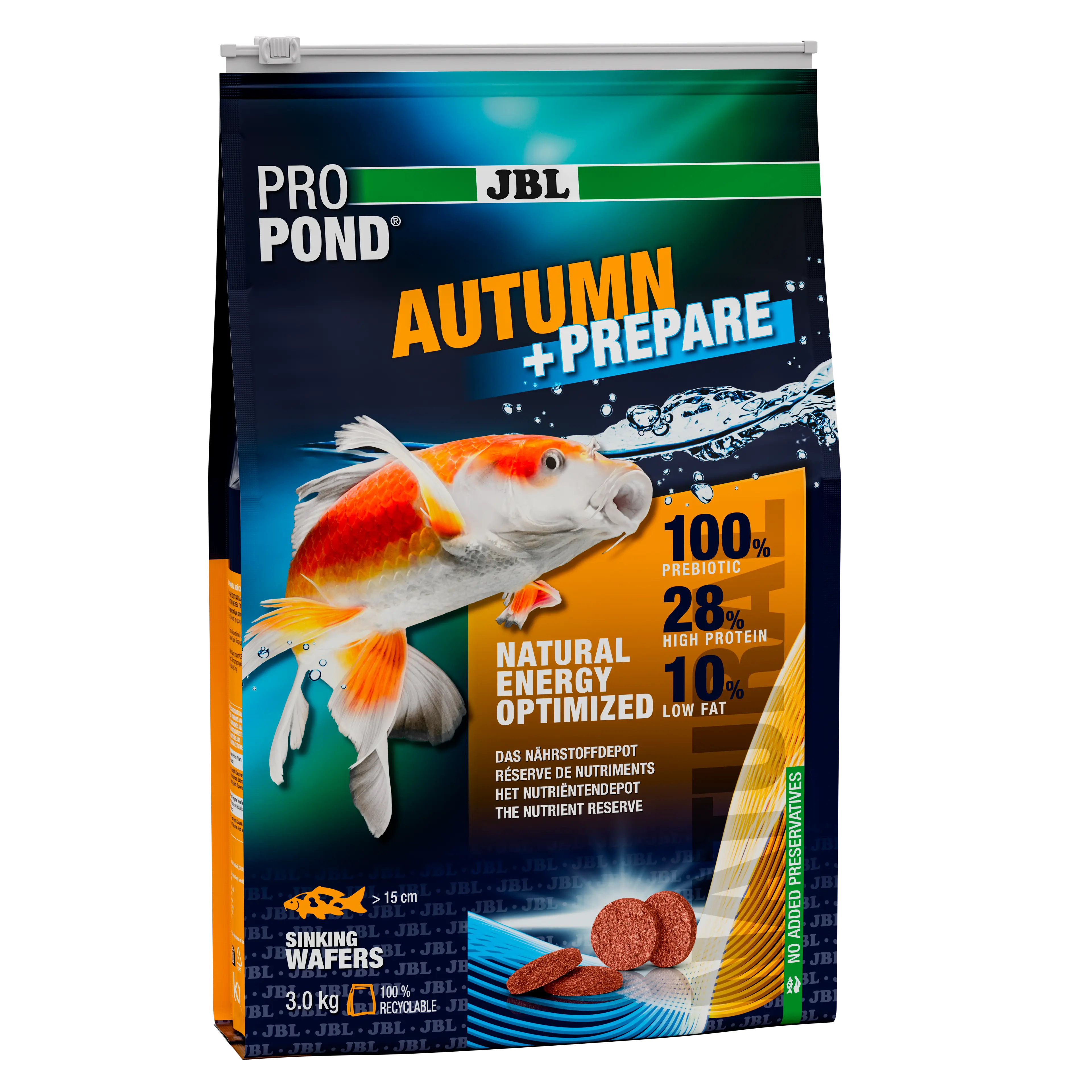 Strengthens fish with energy-rich nutrients in autumn for the coming, exhausting winter period. Ideal for water temperatures of 10–20 °C.
