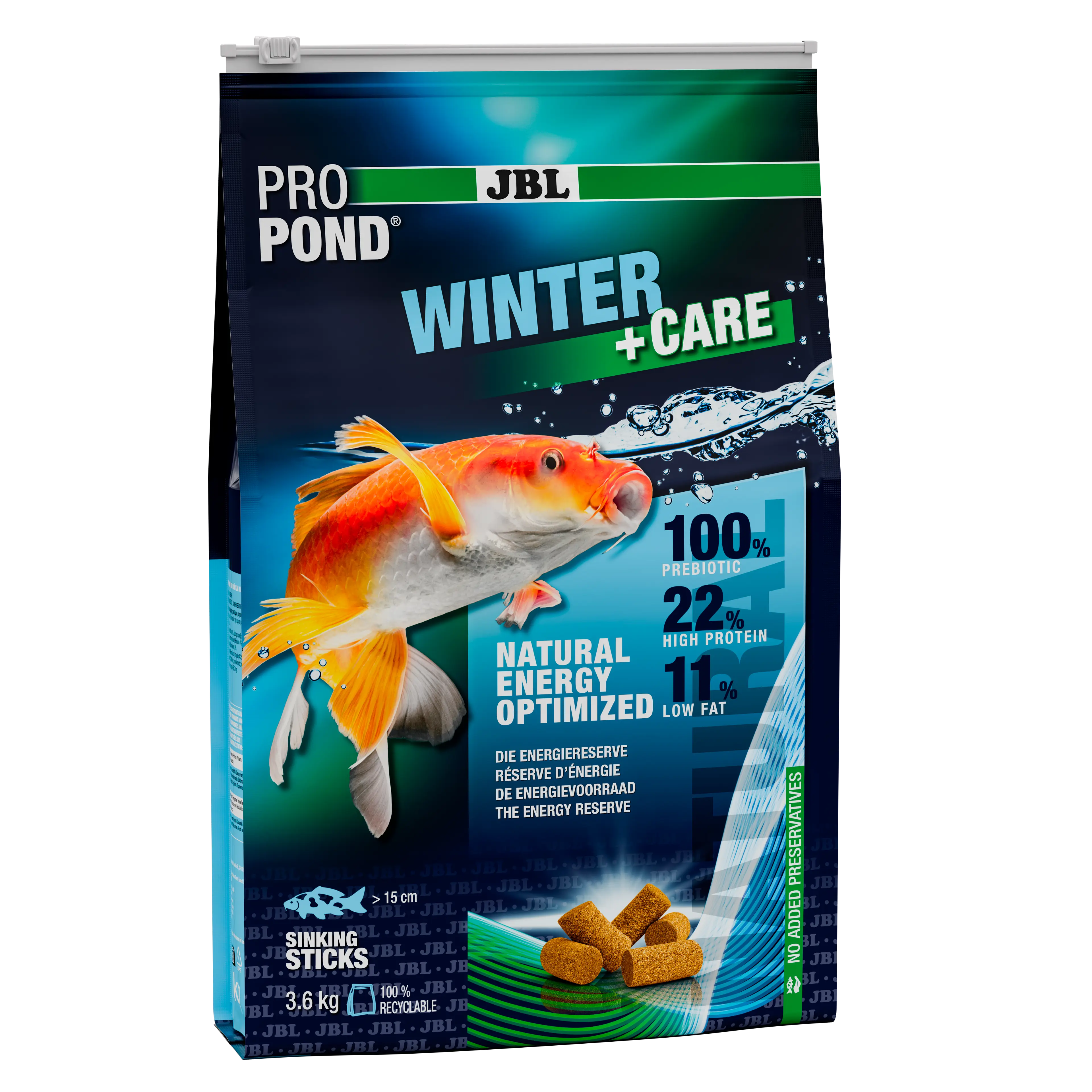 Provides optimal energy reserves at low winter temperatures (between 5 and 15 °C) thanks to its easily digestible formula.