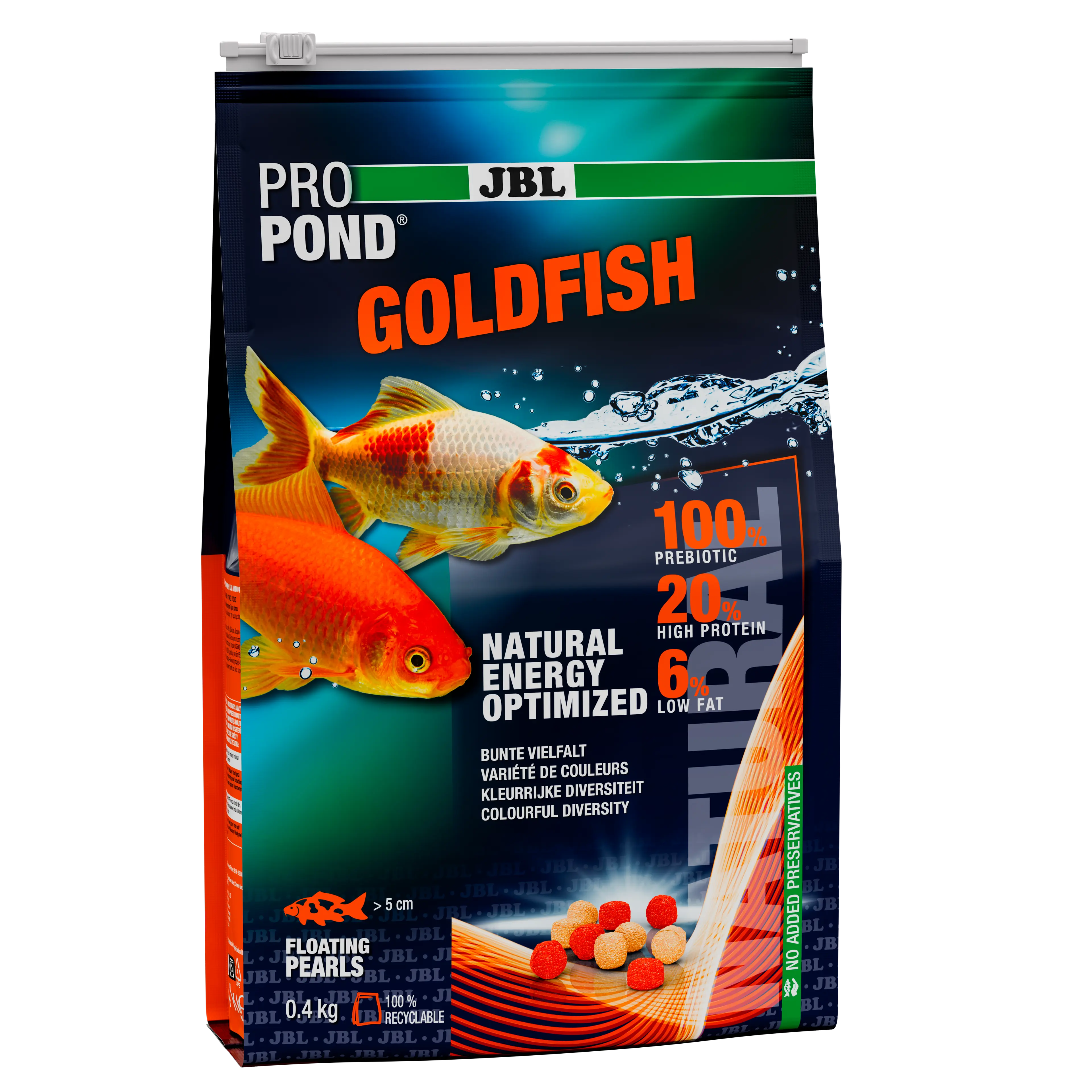 Balanced nutrition for healthy goldfish with vibrant colours (at a water temperature of 10–30 °C)
