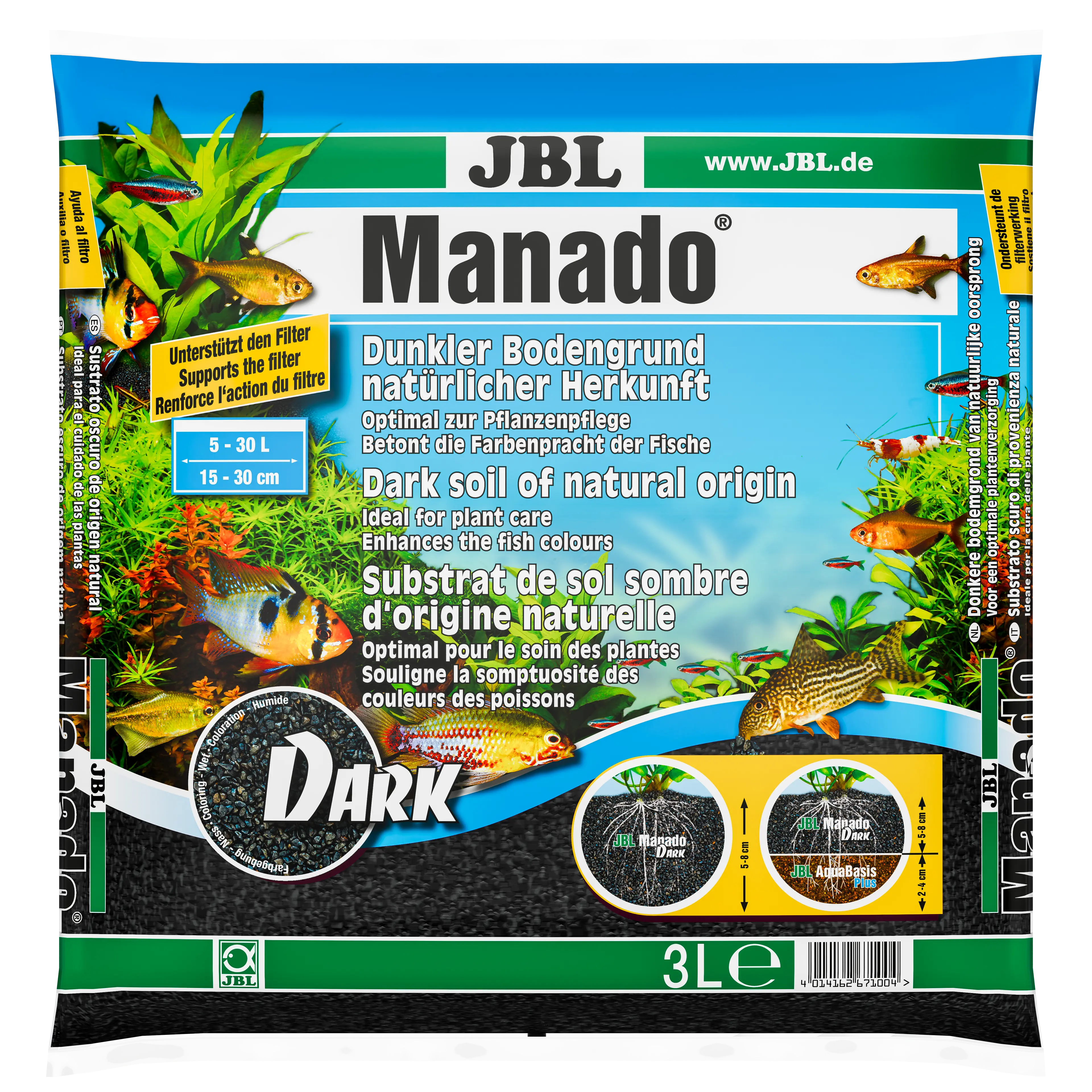 Optimal zur Pflanzenpflege in Süßwasseraquarien. Seine poröse Struktur fördert Wurzelwachstum. Für grabende Fische geeignet